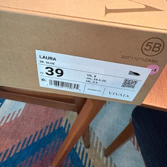 Vivaia brand new in box Square-Toe Wedge Sandals (Laura) Dark Olive EU 39 sz 8 - Picture 2 of 4